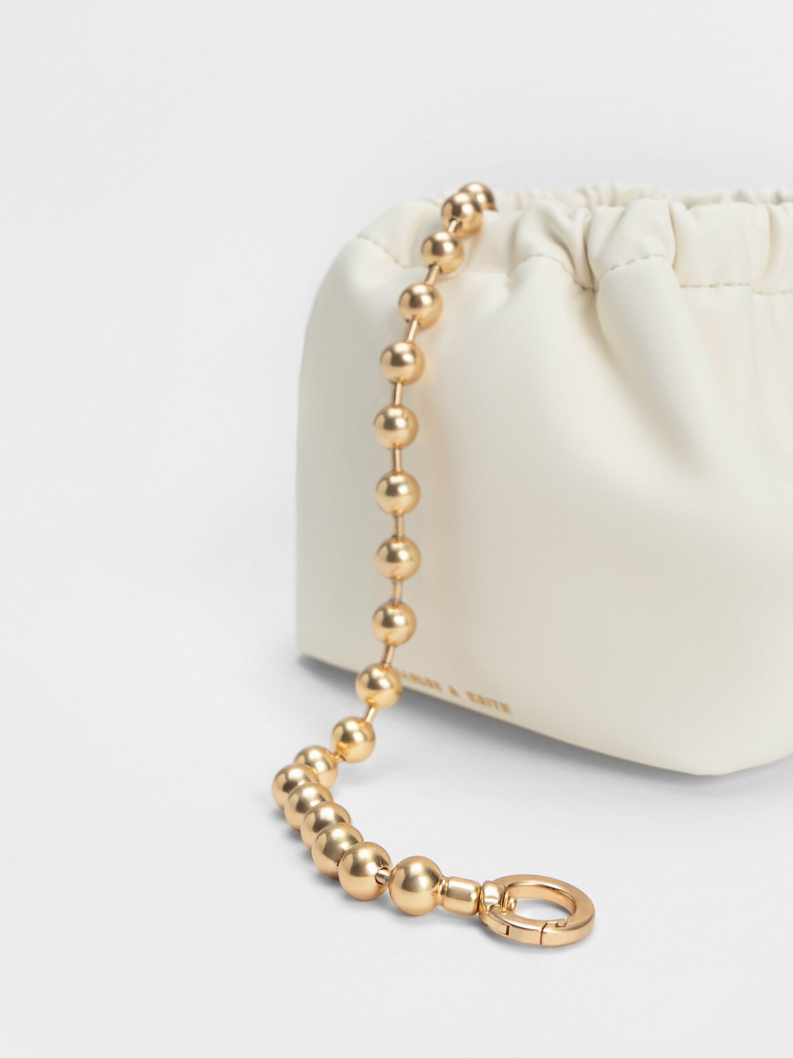 Aldora Beaded Handle Bucket Bag, White, hi-res