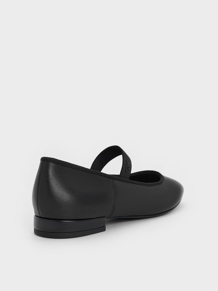 Leather Mary Jane Flats, Black, hi-res