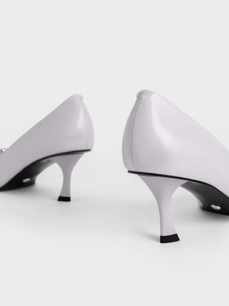 Gem-Embellished Patent Leather Pumps, Lilac, hi-res