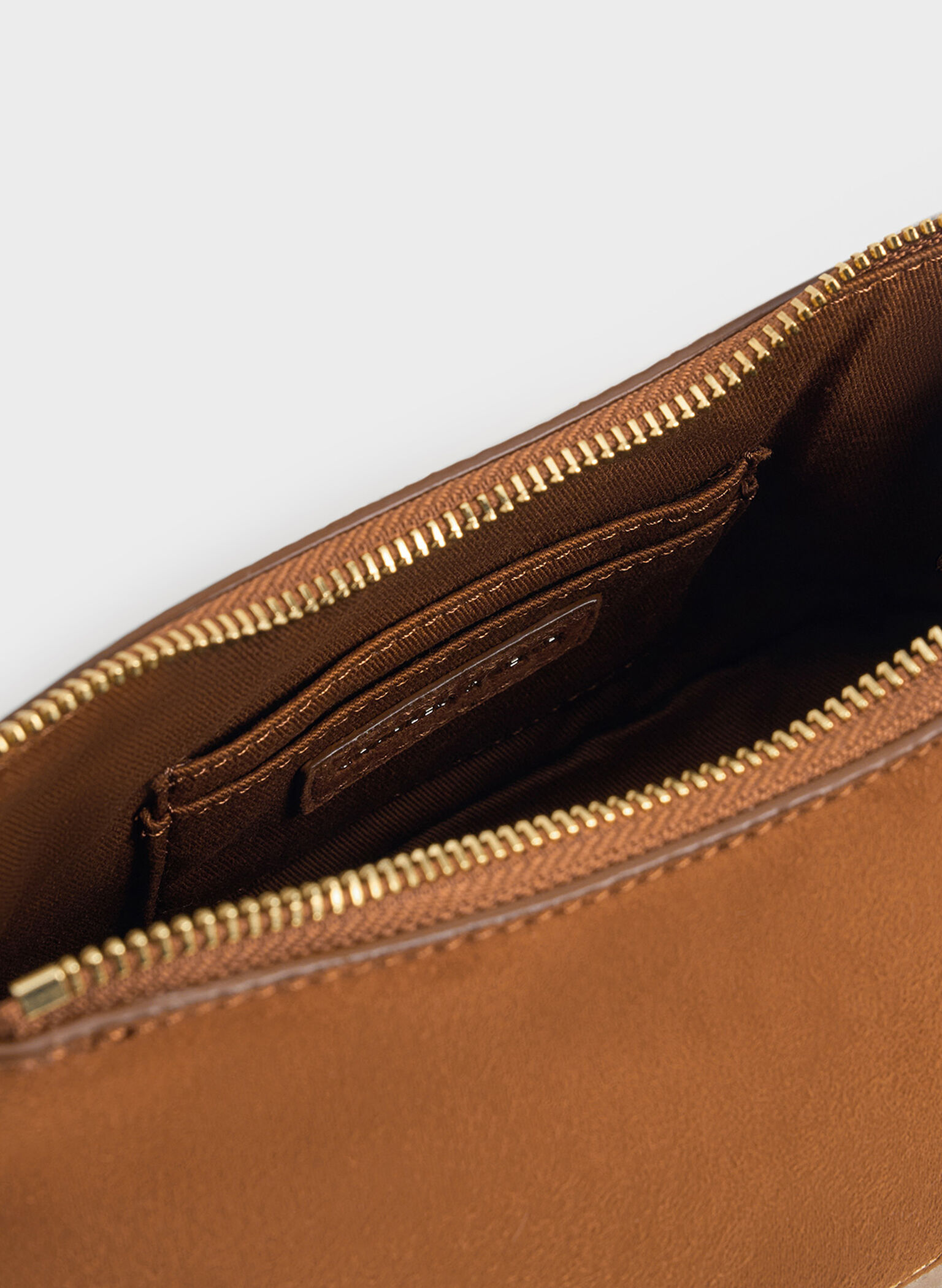 Robyn Faux Suede Fur-Trim Elongated Chain-Handle Bag, Brown, hi-res