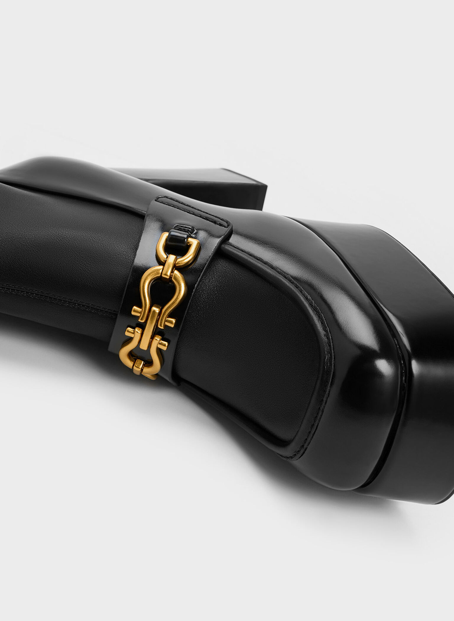Botines de plataforma con acento metálico, Negro, hi-res