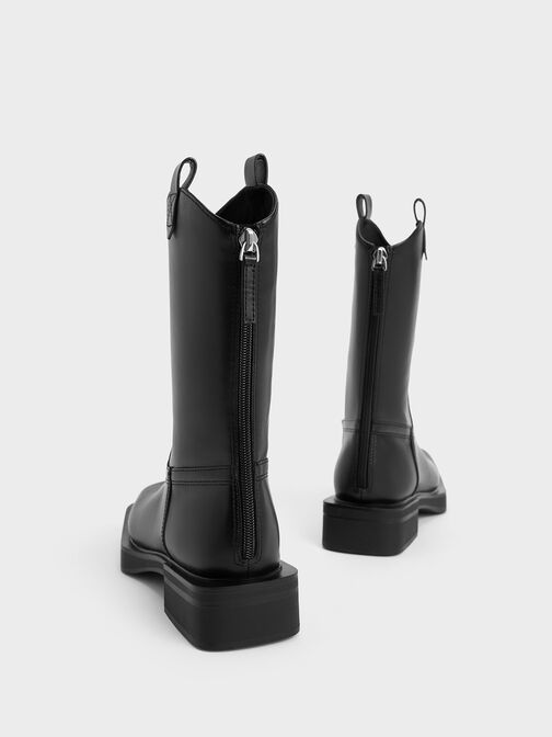 Stitch-Trim Cowboy Boots, Black, hi-res