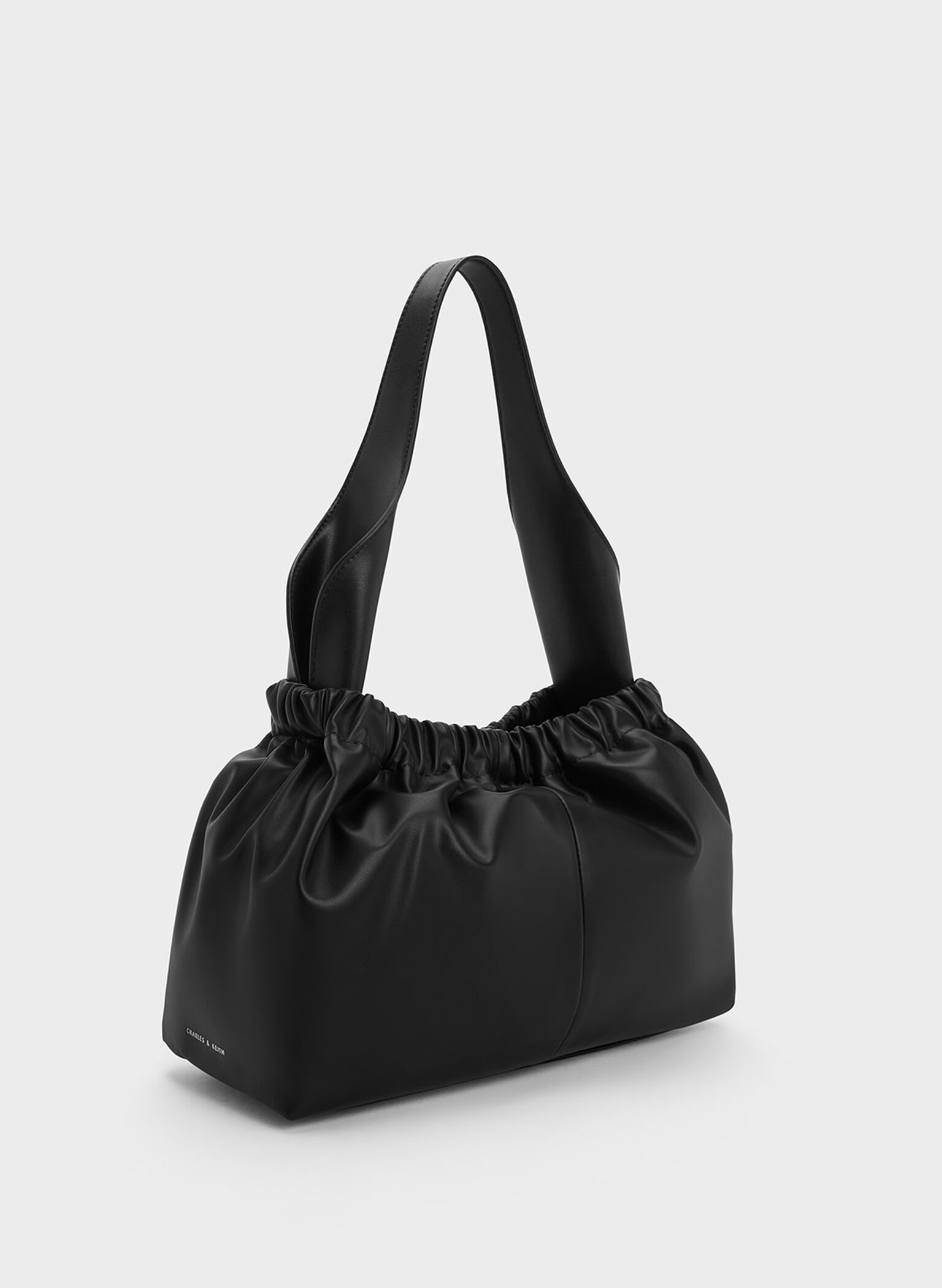 Large Ally Ruched Slouchy Bag, Noir, hi-res