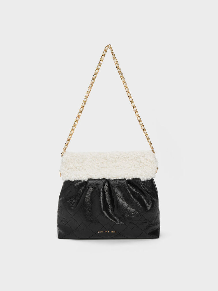 Duo Furry Chain Handle Shoulder Bag, Multi, hi-res