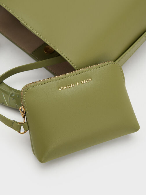 Marlin Acrylic Handle Bucket Bag, Olive, hi-res