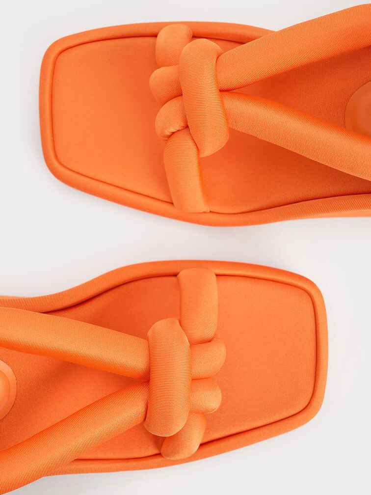 Zapatos de cuña Toni con tiras acolchadas y detalles de nudo, Naranja, hi-res