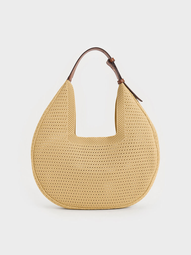 Ida Knitted Hobo Bag, Beige, hi-res