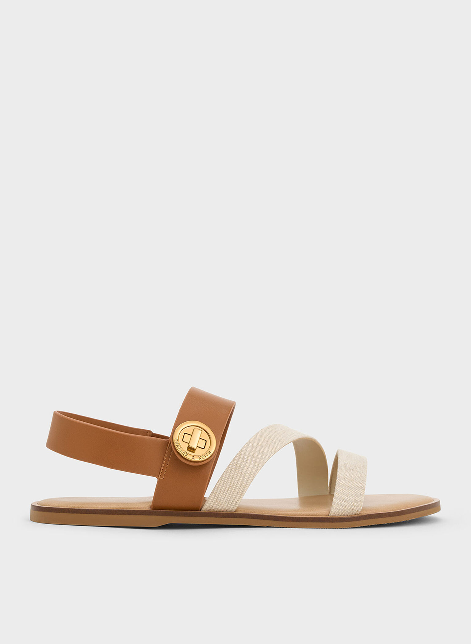 Sandalias Yara de tiras con detalle de cierre giratorio, Caramelo, hi-res