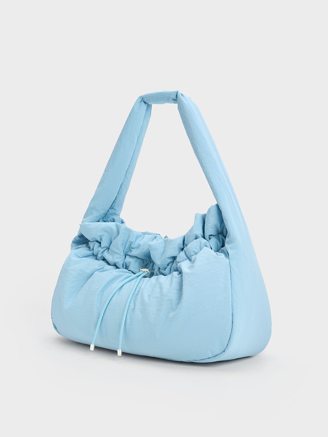 Ruched Hobo Bag, Light Blue, hi-res