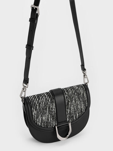 Gabine Leather & Tweed Saddle Bag, Multi, hi-res