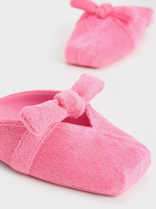 Loey 毛巾布扭結拖鞋, 粉紅色, hi-res
