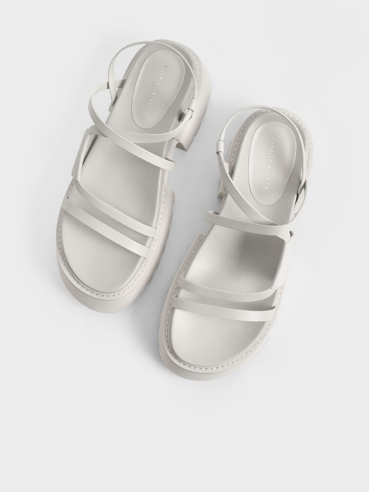 Nadine Strappy Platform Sandals, White, hi-res