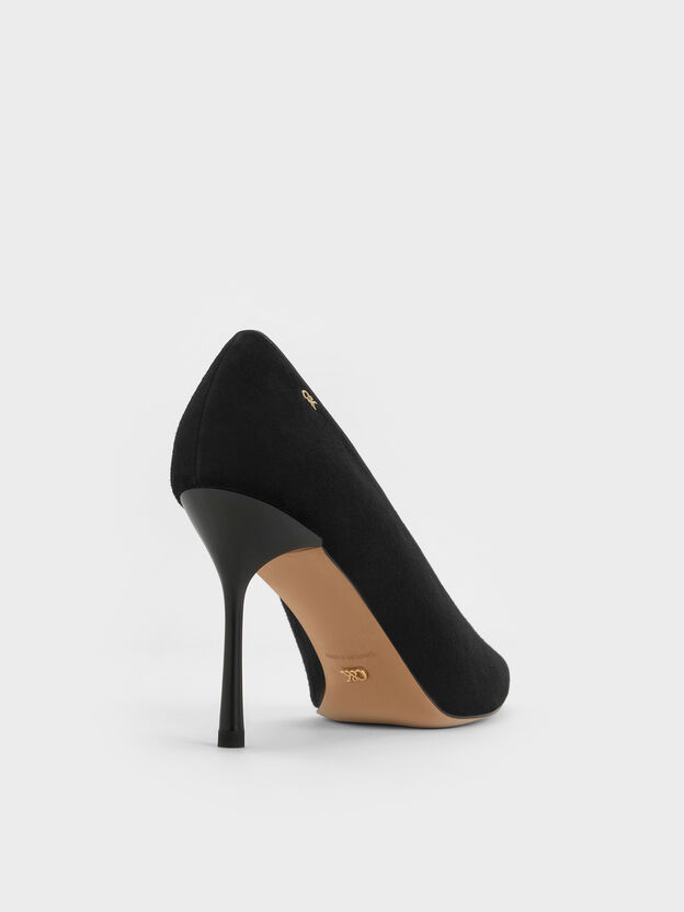 Escarpins pointus en cuir et daim, Noir Textur&eacute;, hi-res