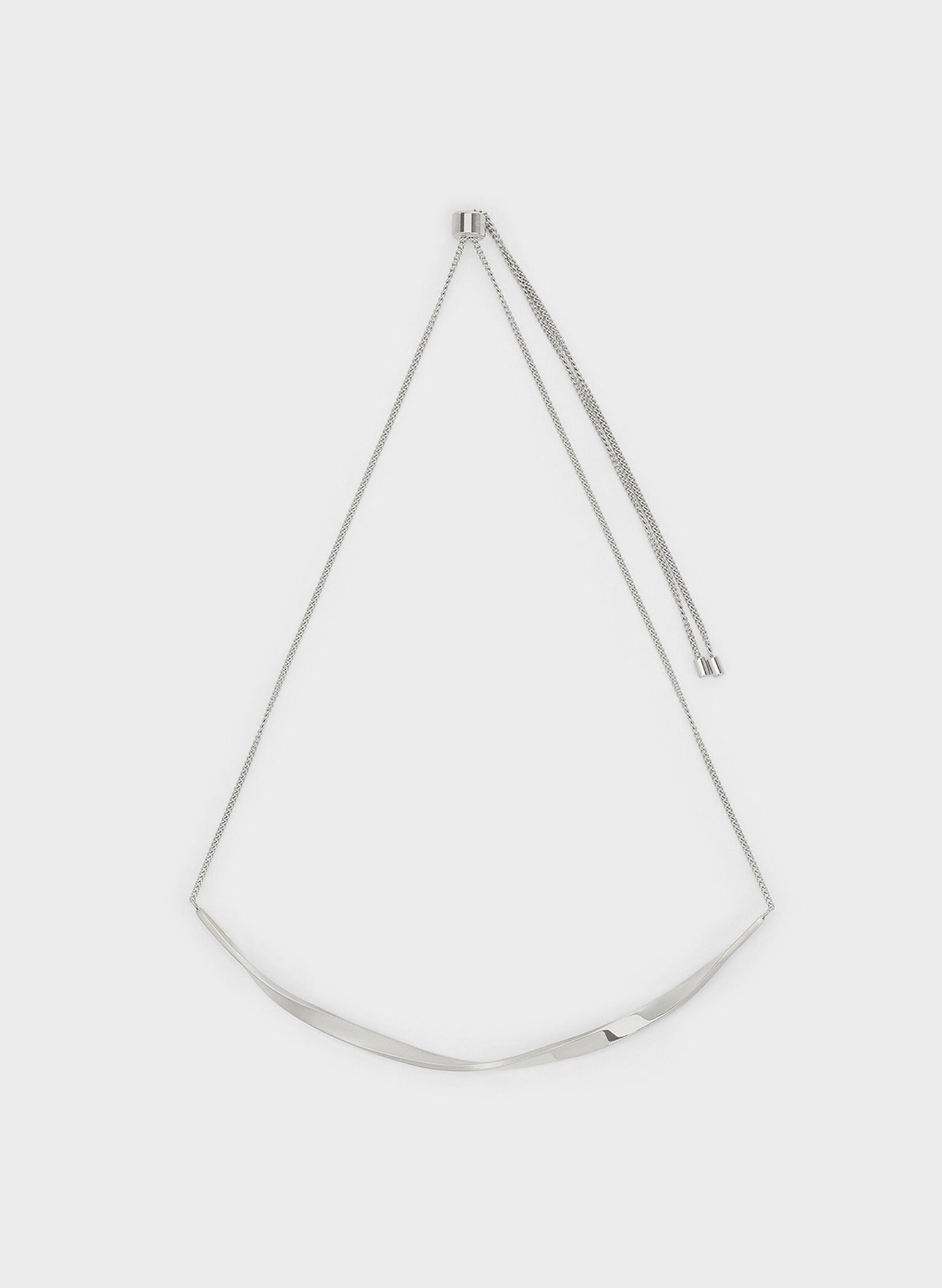 Lena Twist Bar Necklace, Silver, hi-res