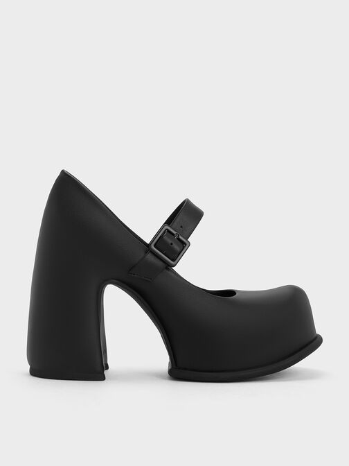 Pixie Platform Mary Janes, Black, hi-res