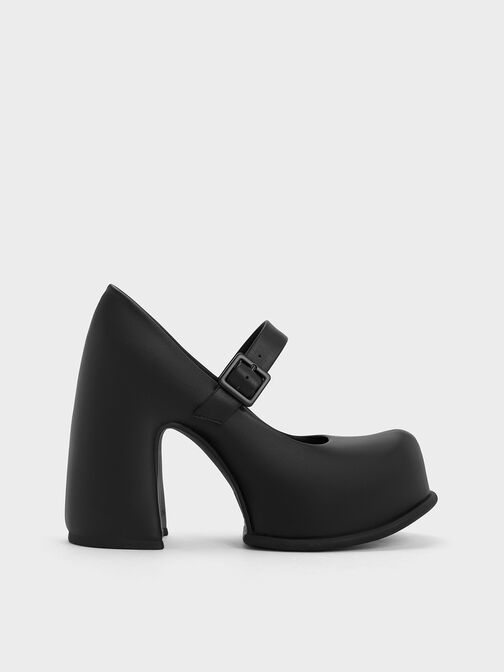 Pixie Platform Mary Janes, Black, hi-res