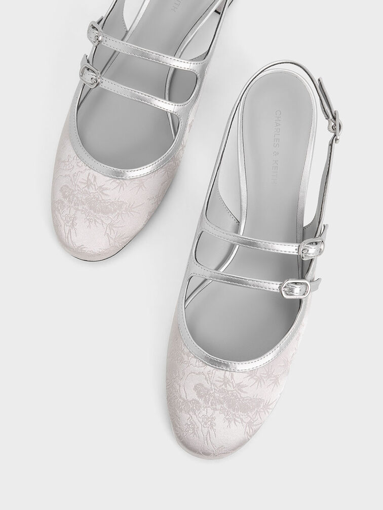 Clementine Recycled Polyester Mary Jane Pumps, Silver, hi-res