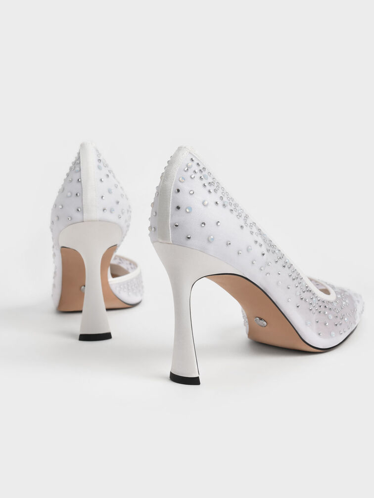 Blythe Mesh Embellished Half-D'Orsay Pumps, White, hi-res