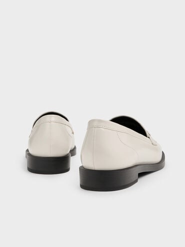 Braided-Chain Metallic-Accent Loafers, Chalk, hi-res