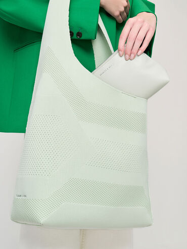 Lorain Knitted Hobo Bag, Mint Green, hi-res