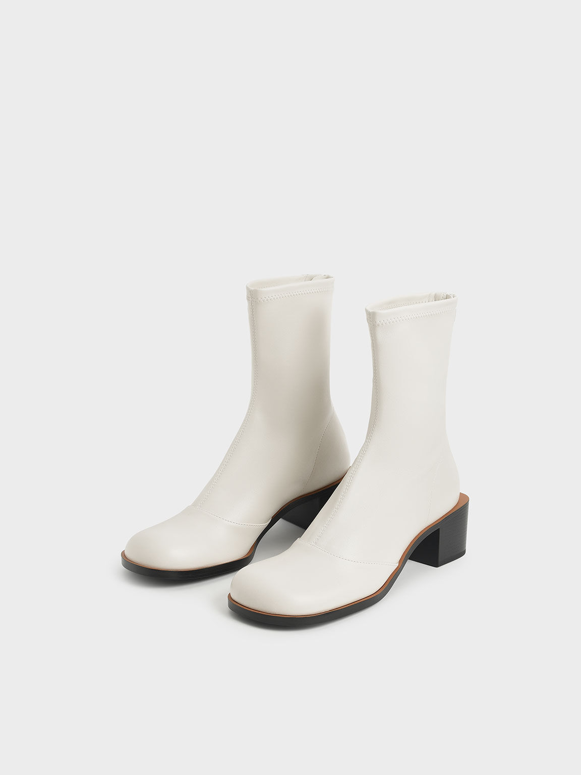 Stitch Trim Ankle Boots, Chalk, hi-res