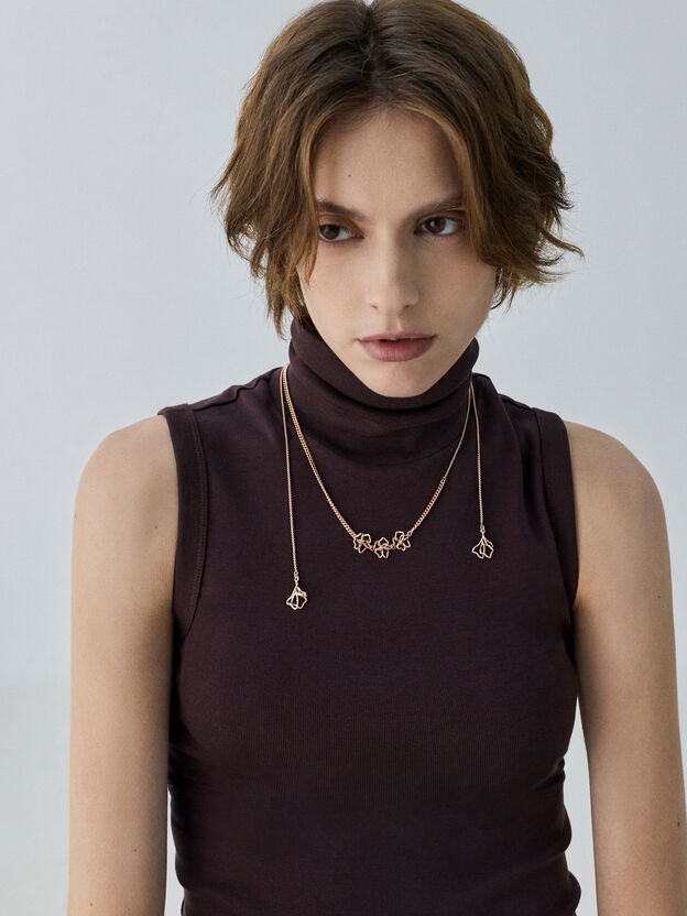Fernley Flower Layered Necklace, Rose Gold, hi-res
