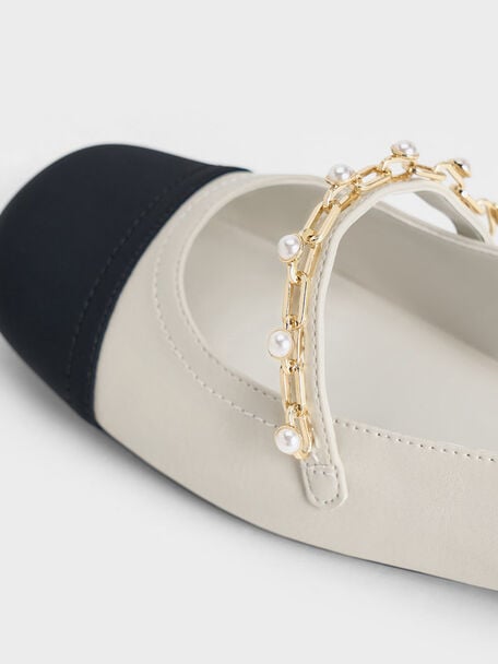 珍珠鍊瑪莉珍鞋, 石灰白, hi-res