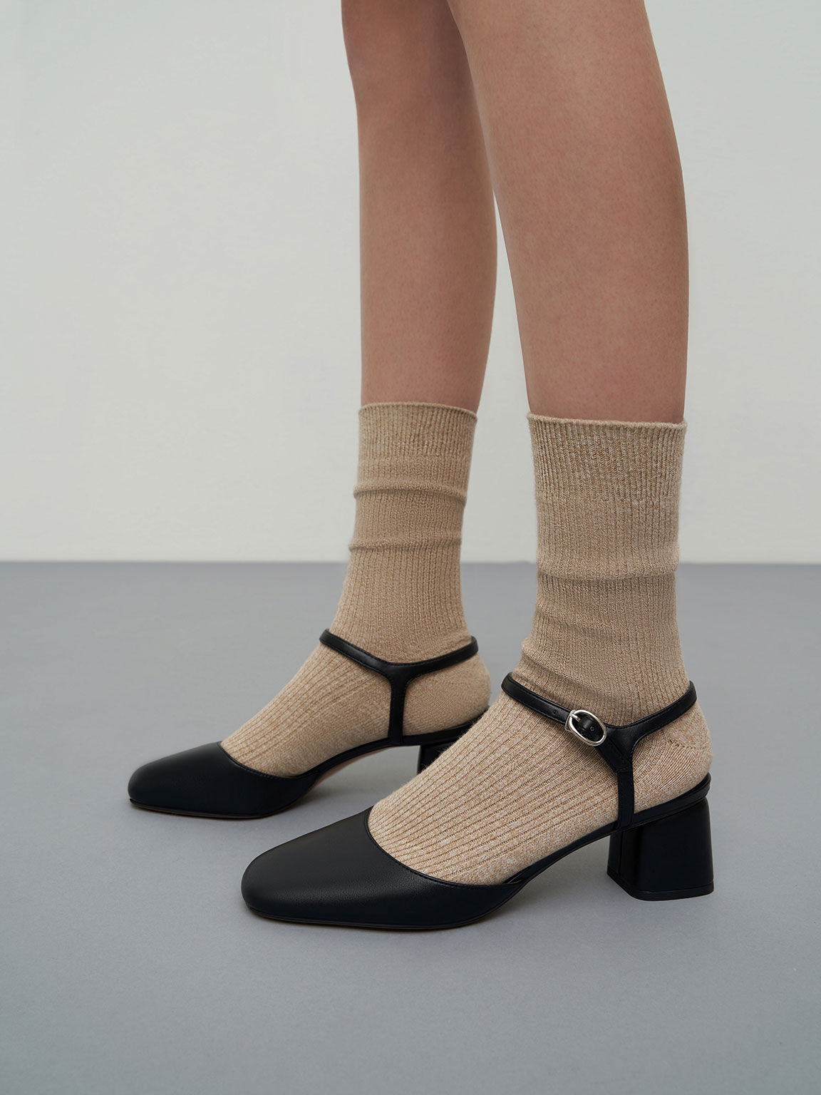 Black Round Toe Ankle-Strap Pumps - CHARLES & KEITH Black Round Toe Ankle-Strap Pumps - CHARLES & KEITH