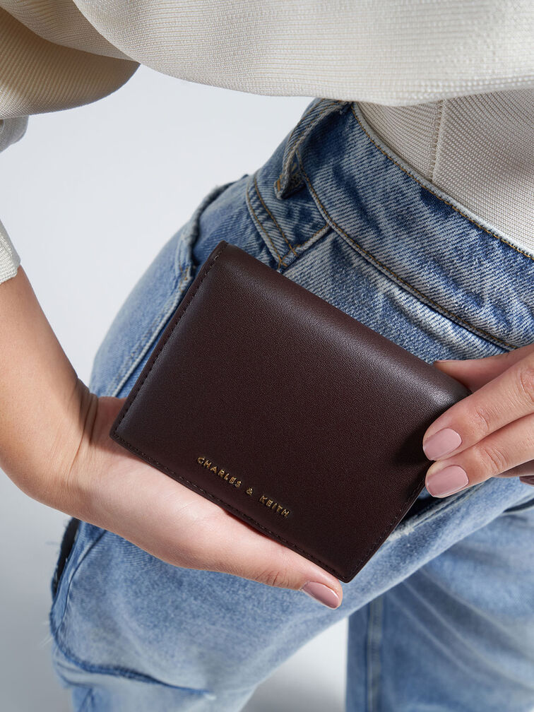 Evelynn Snap Button Mini Wallet, Dark Oak, hi-res
