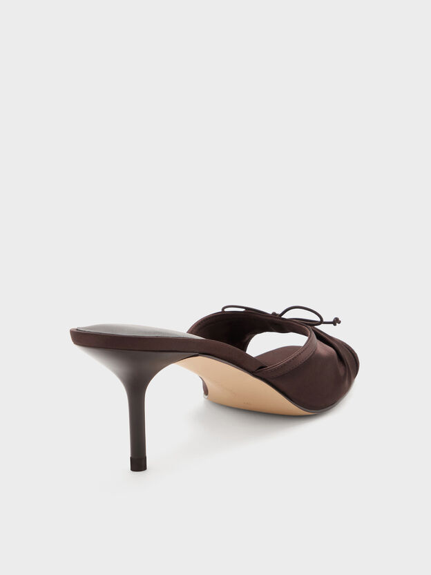 Sadira Satin Heeled Mules, Dark Brown, hi-res
