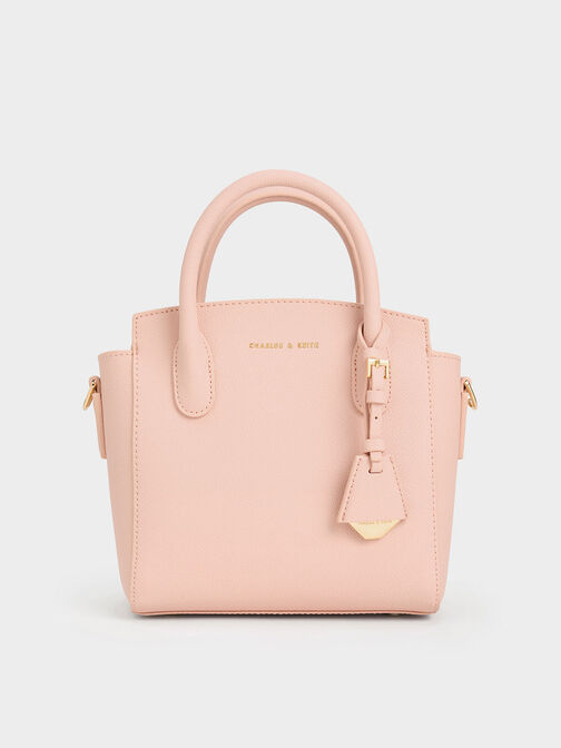 Double Handle Trapeze Tote Bag, Pink, hi-res