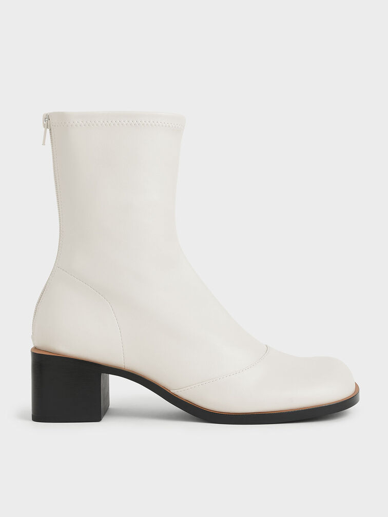 Stitch Trim Ankle Boots, Chalk, hi-res