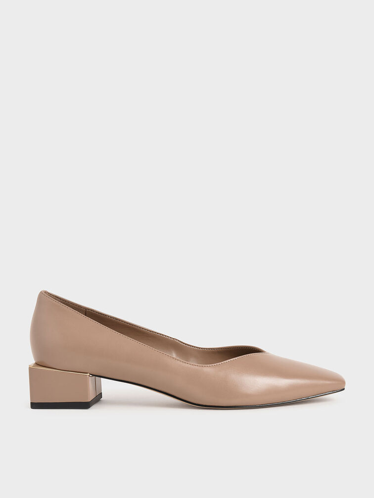 Block Heel Court Shoes, Nude, hi-res