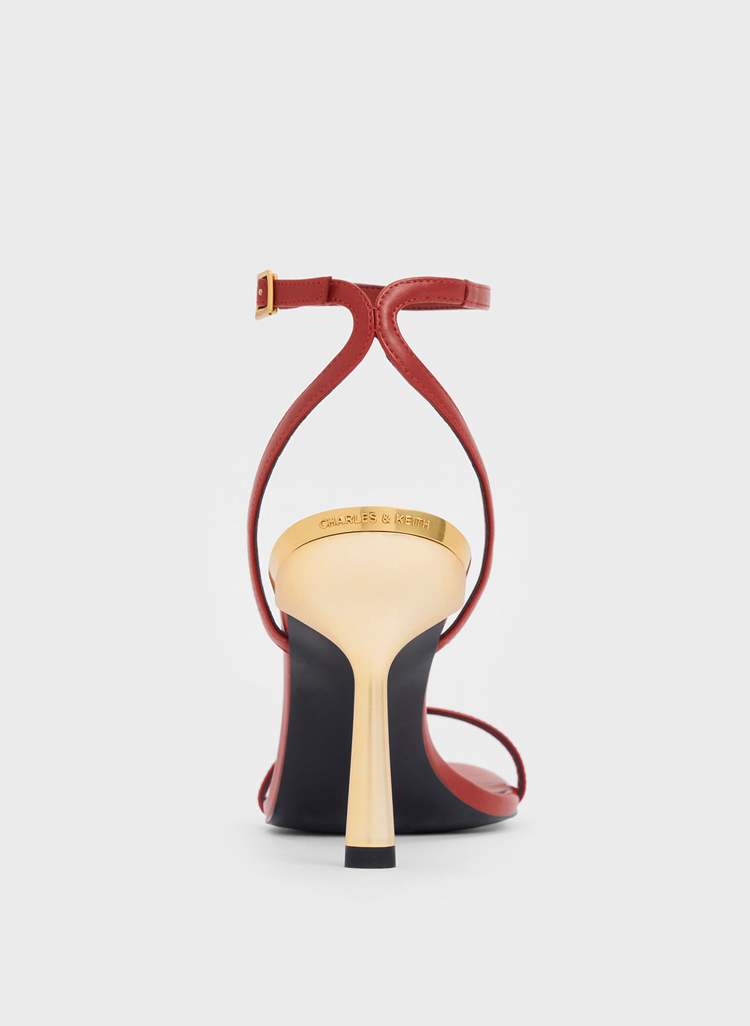 Metallic Stiletto-Heel Ankle-Strap Sandals, Brick, hi-res
