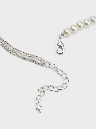 Estelle Star & Pearl Choker Necklace, Silver, hi-res