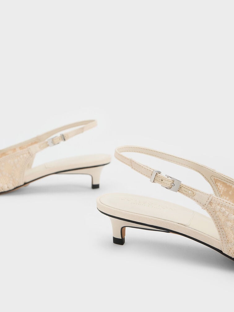 Gabine Patterned Slingback Pumps, Cream, hi-res