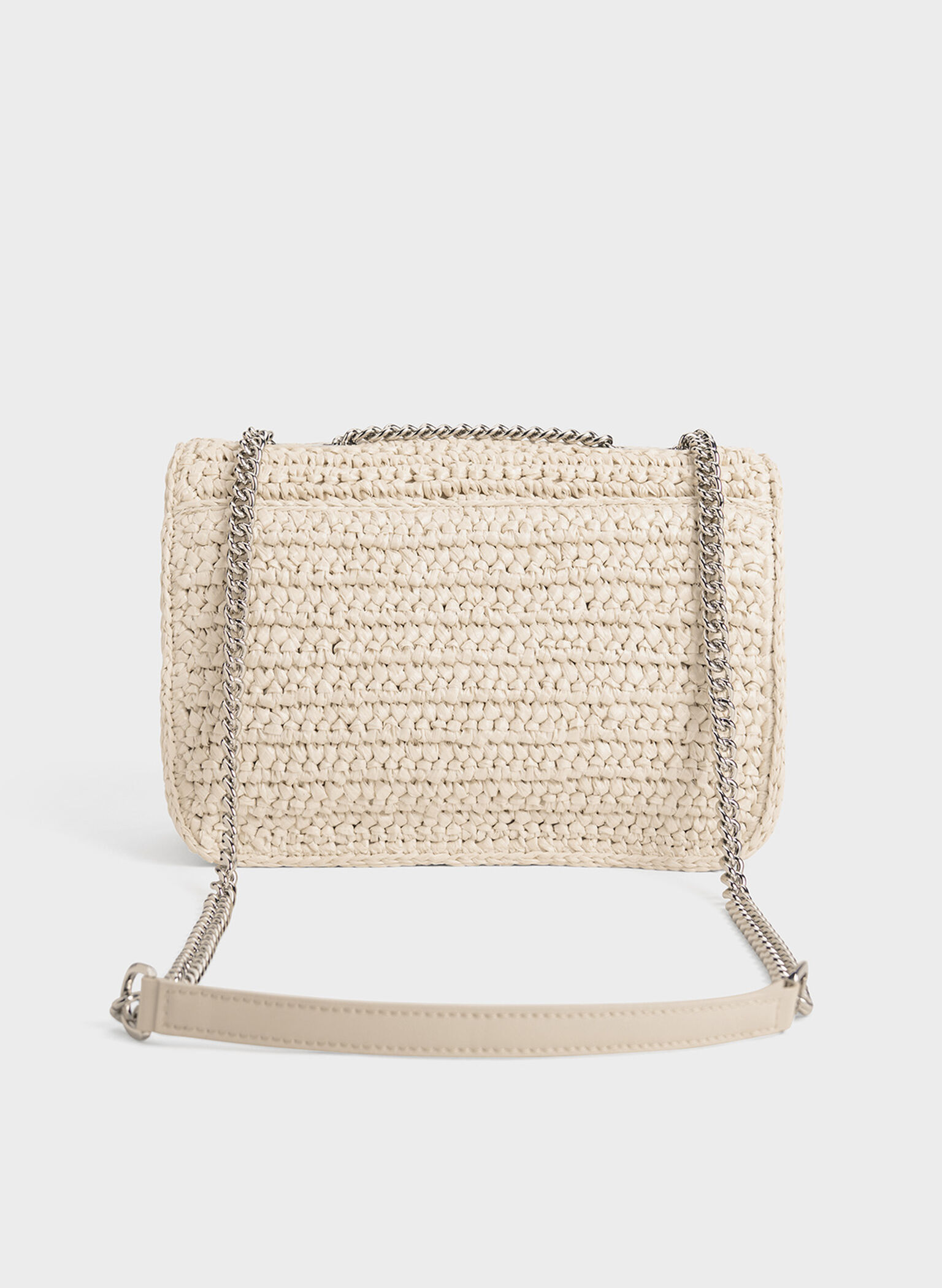 Neva Woven Chain-Strap Shoulder Bag, Beige, hi-res