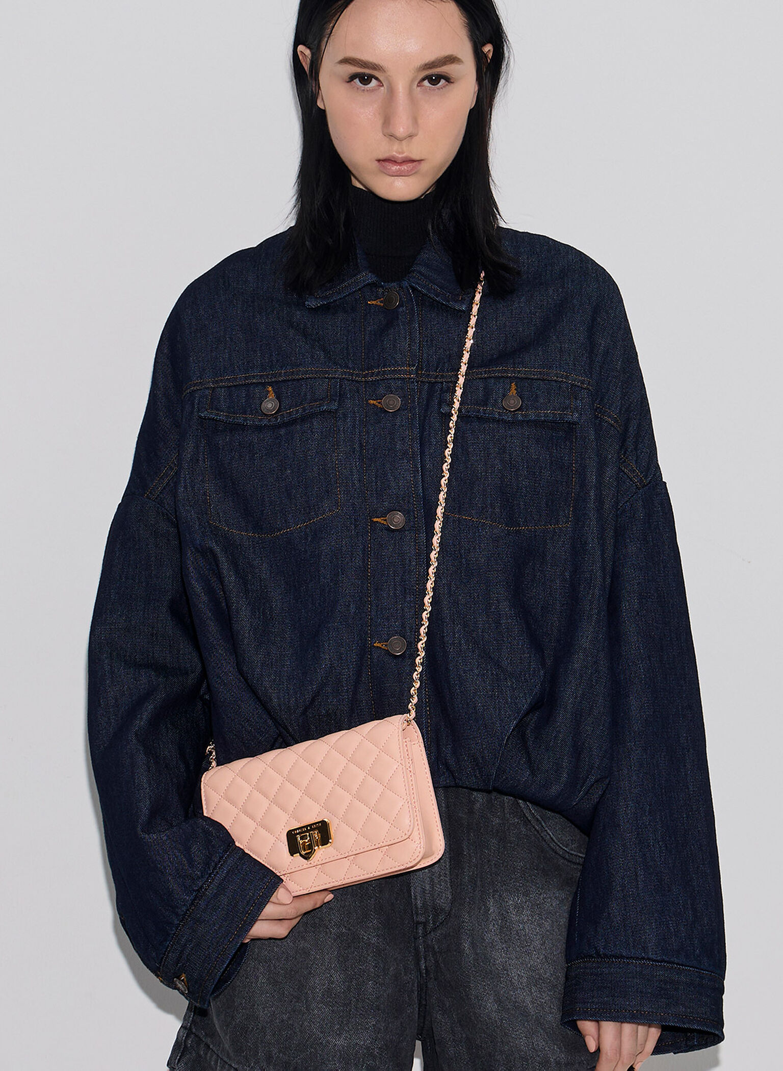 Cressida Quilted Push-Lock Clutch, Pink, hi-res