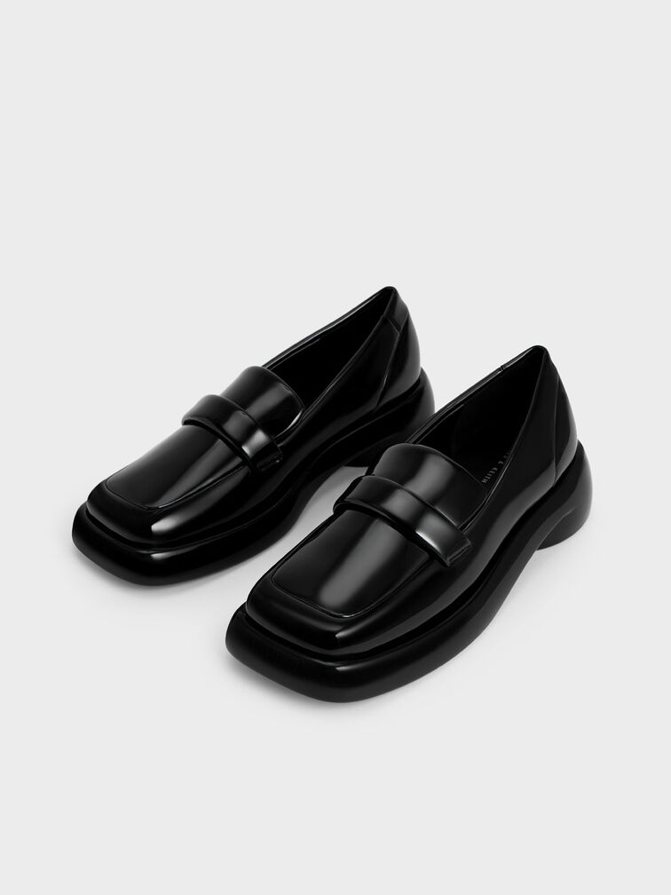 Lula Patent Penny Loafers, Black, hi-res