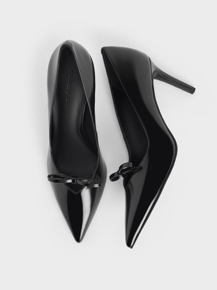 Bow Pointed-Toe Stiletto-Heel Pumps, Black Box, hi-res