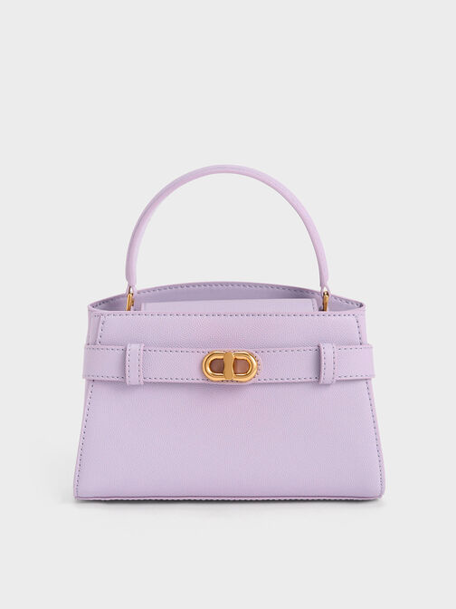 Aubrielle Metallic-Buckle Top Handle Bag, Lilac, hi-res