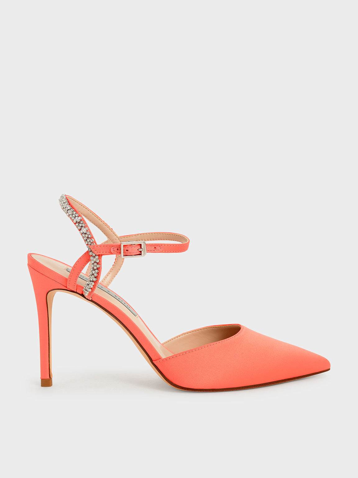 Nude Embellished Back Strap Court Shoes CHARLES KEITH International