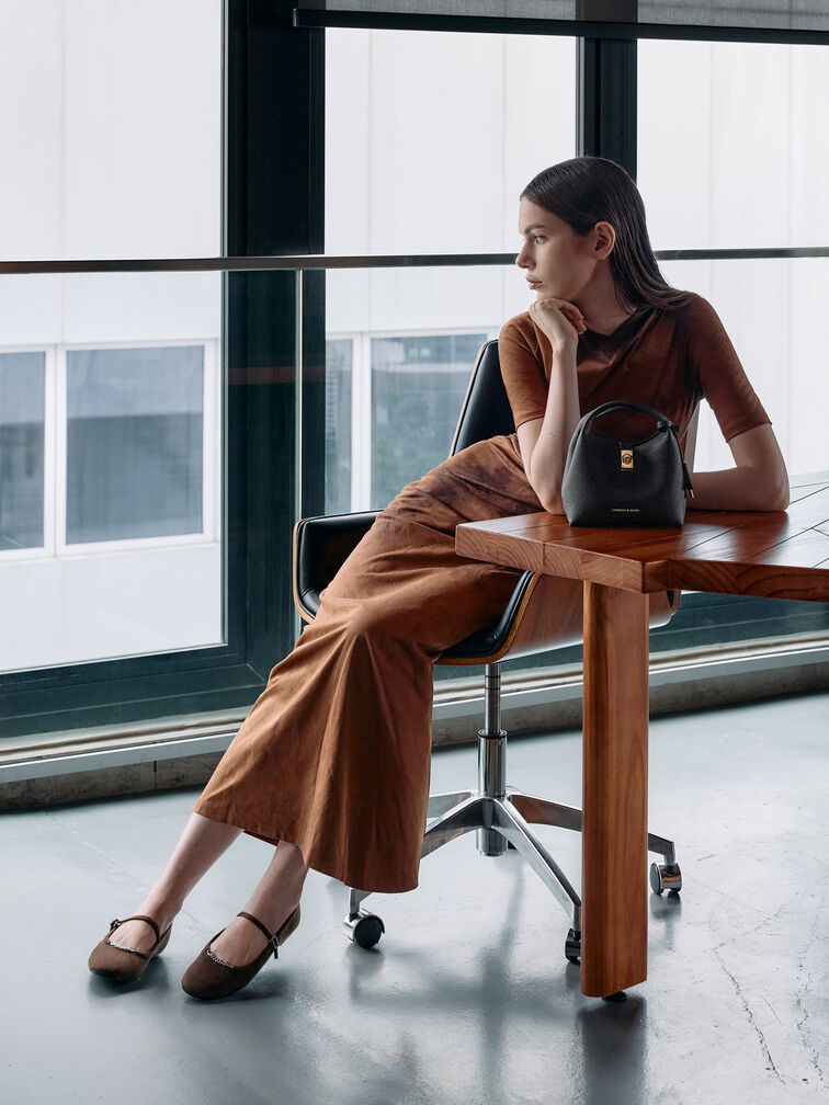 Mini Chance Turn-Lock Bucket Bag, Black, hi-res