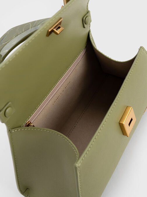 Marlin Acrylic Handle Trapeze Bag, Olive, hi-res