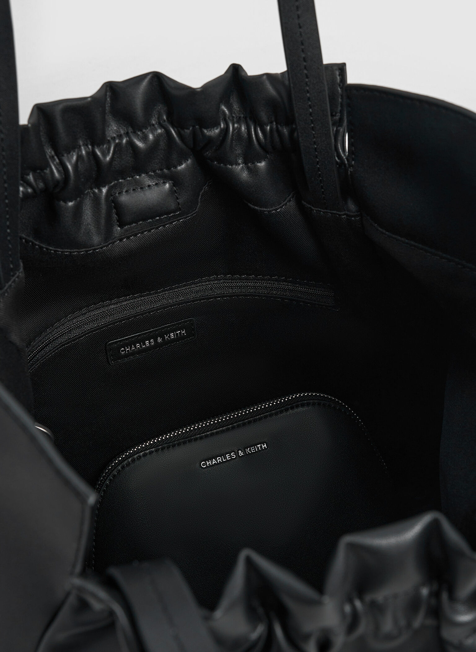 Brigette Ruched Tote Bag, Noir, hi-res