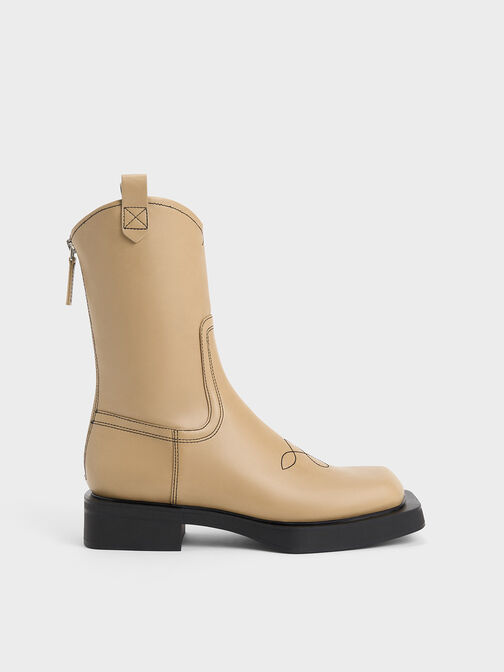 Stitch-Trim Cowboy Boots, Sand, hi-res
