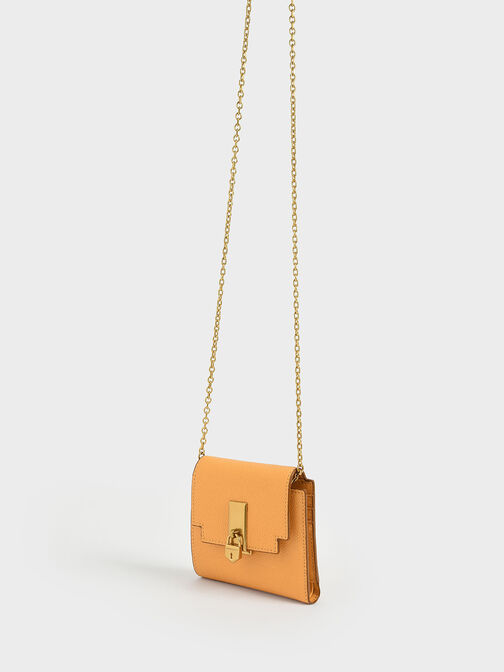 Locket Metallic Accent Short Wallet, Mustard, hi-res