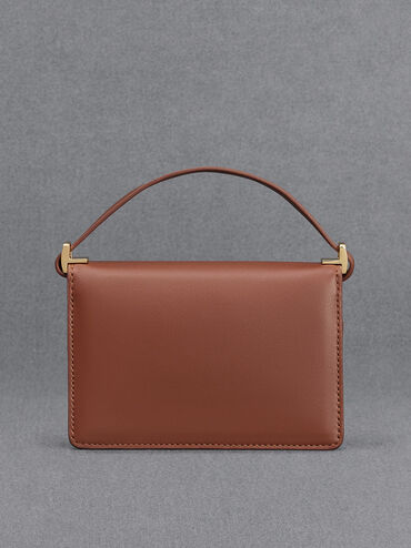 Mini Cerys Leather & Canvas Monogram Shoulder Bag, Cognac, hi-res