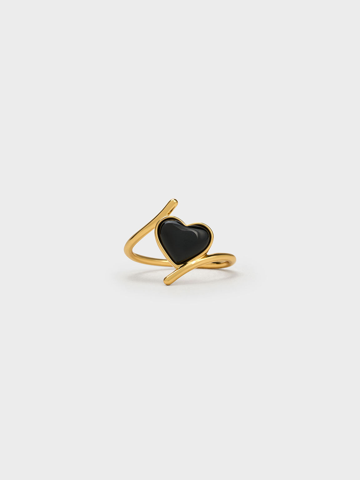 Heart Stone Ring, Black, hi-res