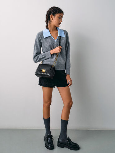 Bolso Donna de efecto arrugado, Negro, hi-res